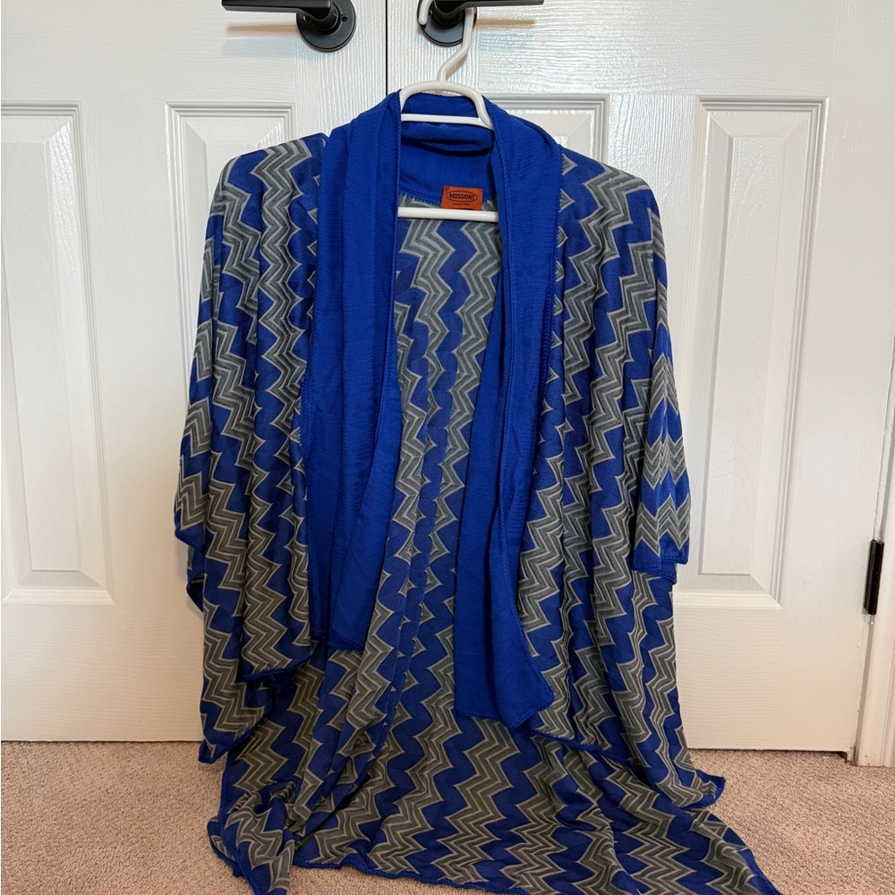 Missoni zig zag blue poncho/wrap OS